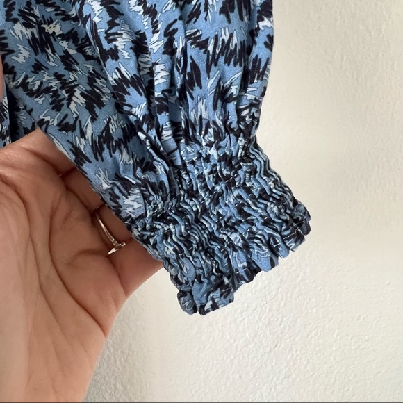 Zara blue printed midi tiered long sleeve dress blogger fav size small - Picture 4 of 8